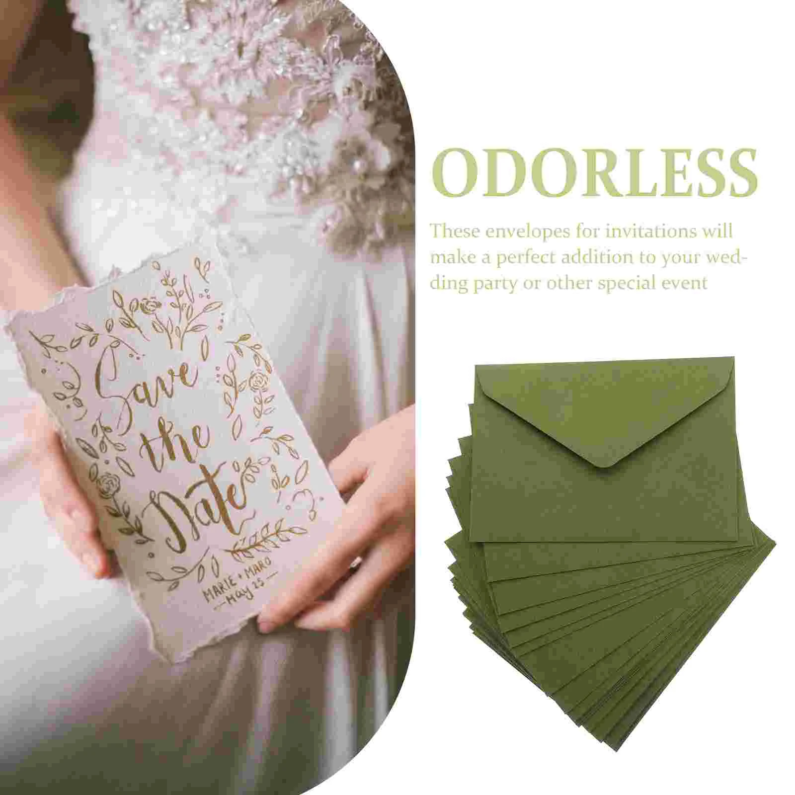 Envelopes for Invitation Retro 120g Thick Western-style Triangle Wedding Postcard Greeting (quiet Grass Green) 40pcs