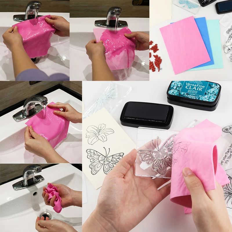 

3pcs Stamp Shammy Reusable Stamp Cleaning Cloth Stamp Cleaner Mat for Inks Stamping Suede Cloth Super Absorbent Towel