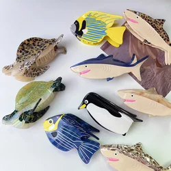 Cartoon Marine Shark Mermaid Hair Clips Cute Penguin Whale Salmon Acetate Sea Turtle Hair Claws Hairpins Accessories For Women