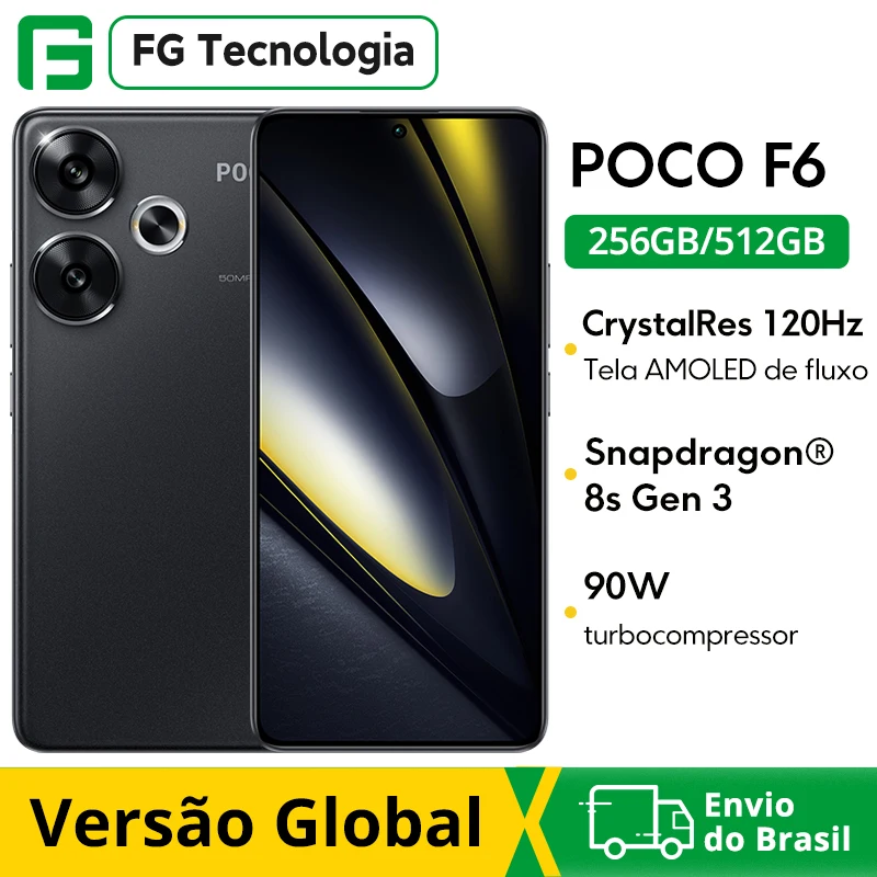 POCO F6 5G Global Version Snapdragon 8s Gen 3 Smartphone 120Hz AMOLED display 90W turbo charging 50MP camera system with OIS