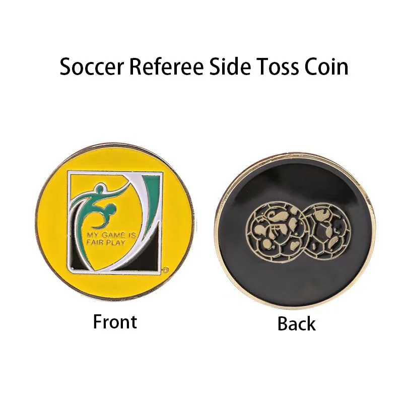 Football Pattern Pick Edge Referee Side Toss Coin Football Fair Play Tranning Match Equipment Referee Tennis Soccer Flip Coin