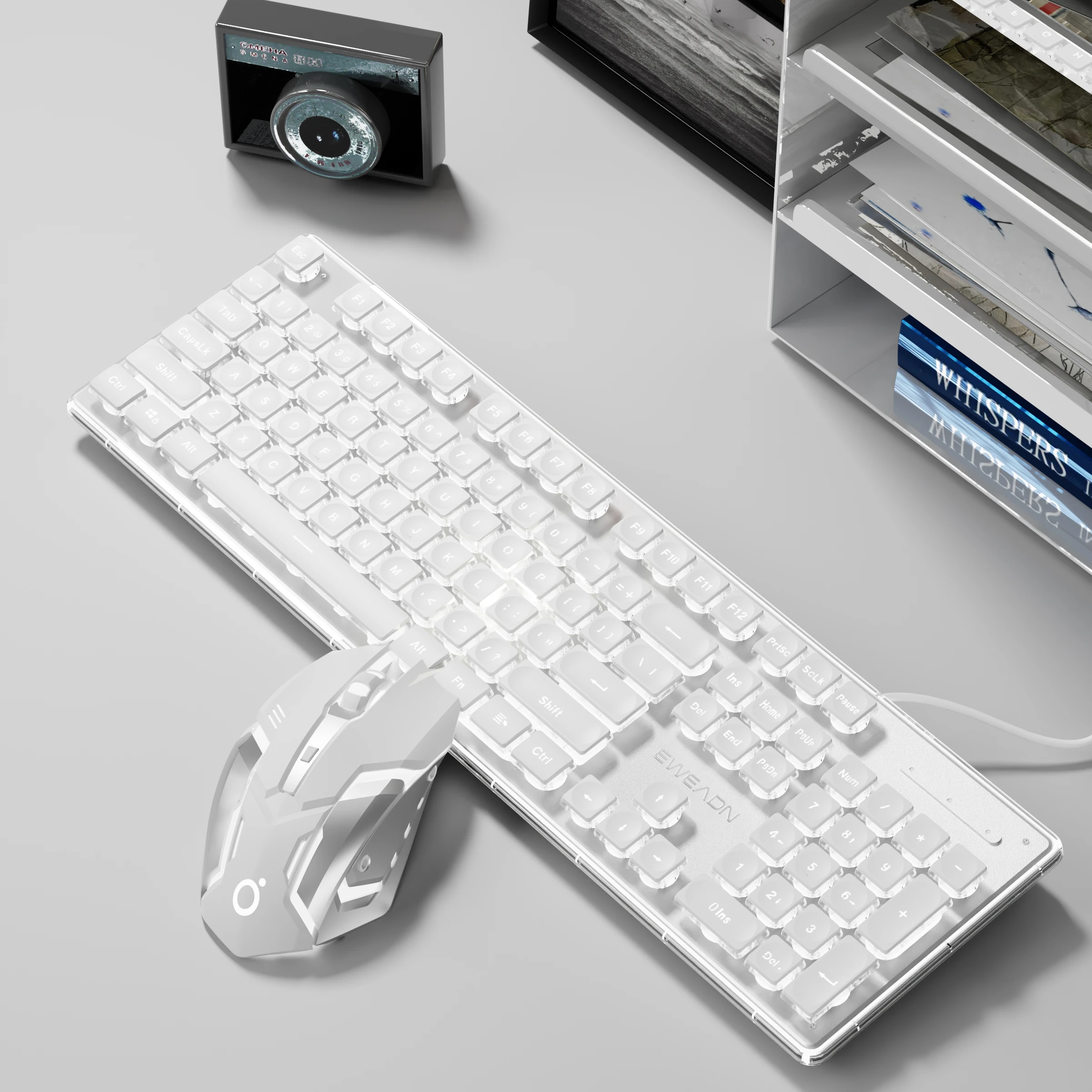 

EWEADN Wired Gaming Keyboard and Mouse Set, Silent, Backlight,104 keys Floating keycap All-Metal Panel, Laptop/Desktop/PC