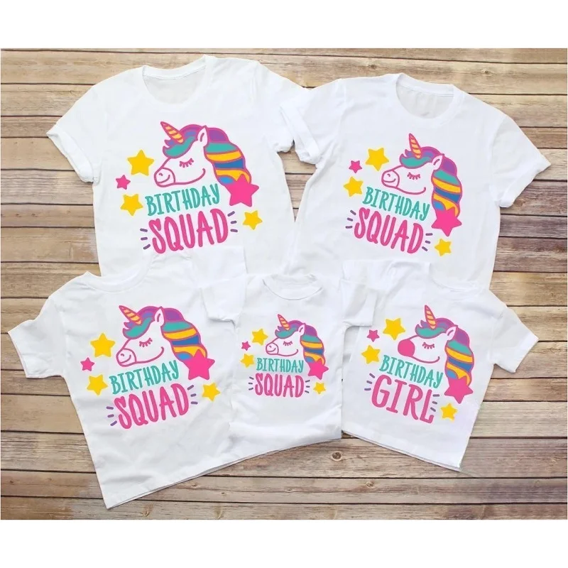 

Cute Family Unicorn Birthday Shirts,Funny Unicorn Squad Tshirt White Matching Family T Shirts,Birthday Girl Gift Party Clothes