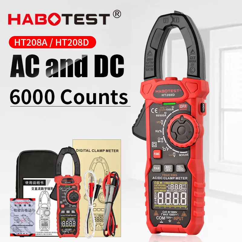 HABOTEST AC DC cyfrowy miernik cęgowy multimetr Pinza amperymetrica True RMS wysoka precyzja pojemność NCV Ohm Hz Tester