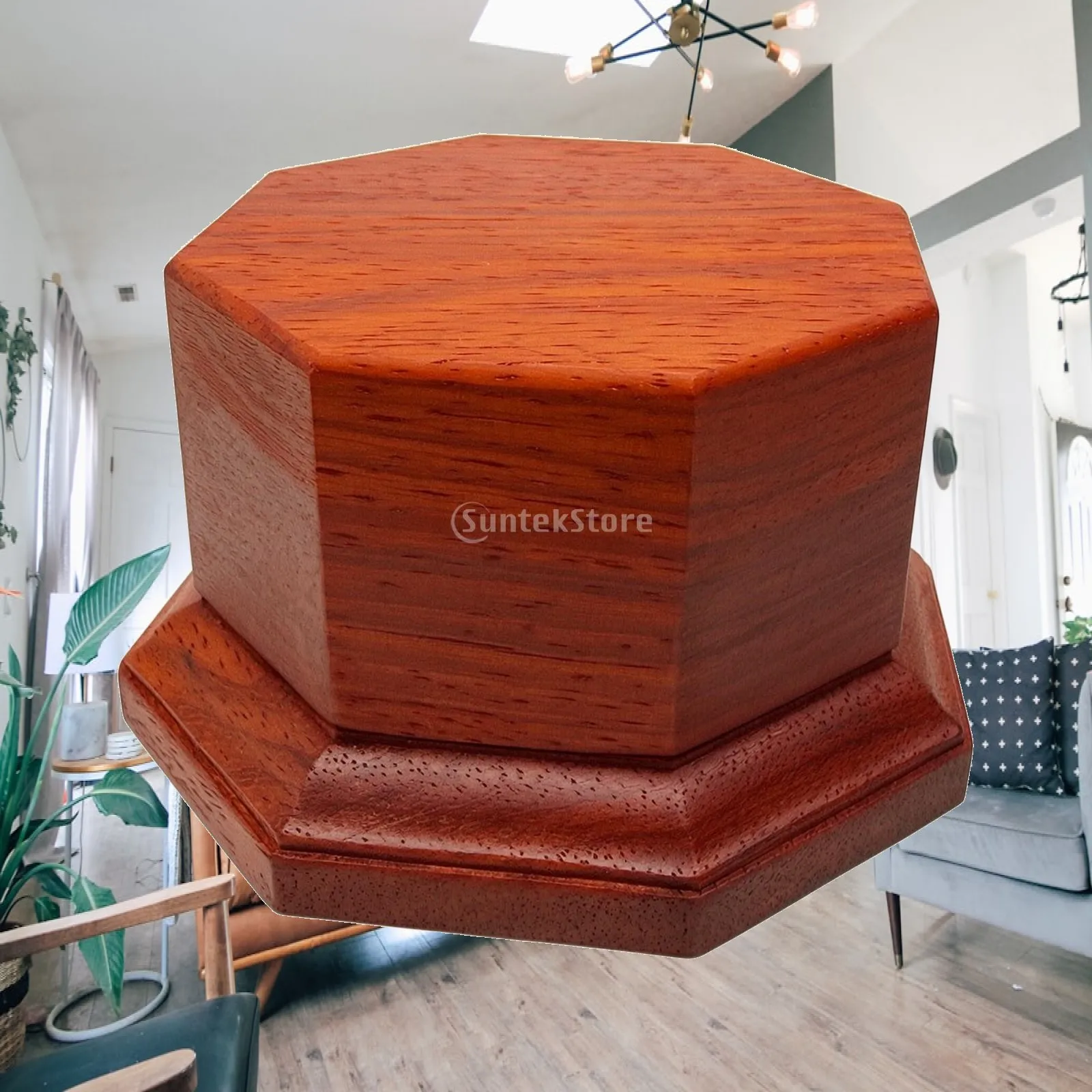 Decorative Wood Display Riser Stand for Figurine Shelf Collectible Ornament Tea Ware Cabinet Showcase