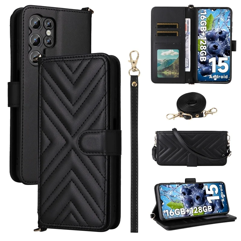 

For Oukitel C61 Pro Crossbody Lanyard Wallet Card Solt Case For Oukitel C61 Card Holder RFID Purse Shockproof Bag Cover