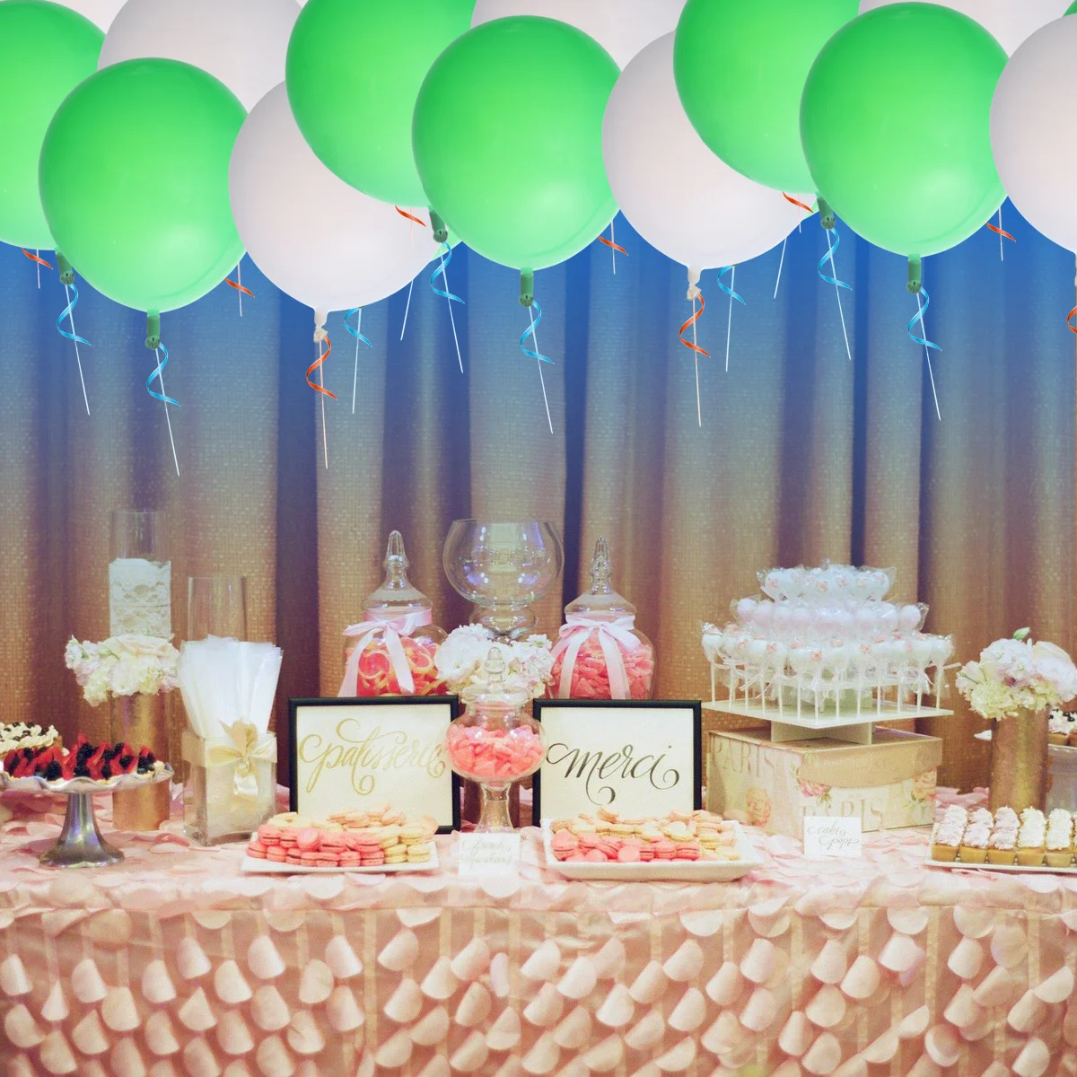 50 قطعة بالونات لاتكس مستديرة غير لامعة 12 بوصة بالونات خضراء بيضاء كبيرة لتزيين حفلات الزفاف وأعياد الميلاد #1