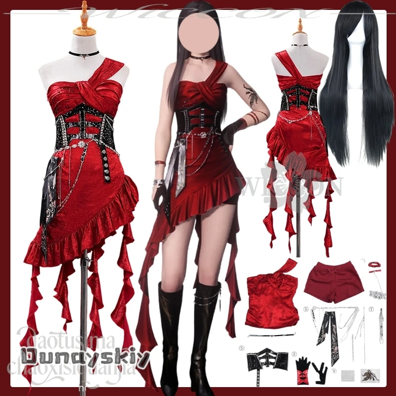 

aCs@Heroine Midnight Waltz Костюм Косплей Аниме Игра Love And Deepspace Красное сексуальное бархатное платье на одно плечо Готическое танцевальное платье Рождество