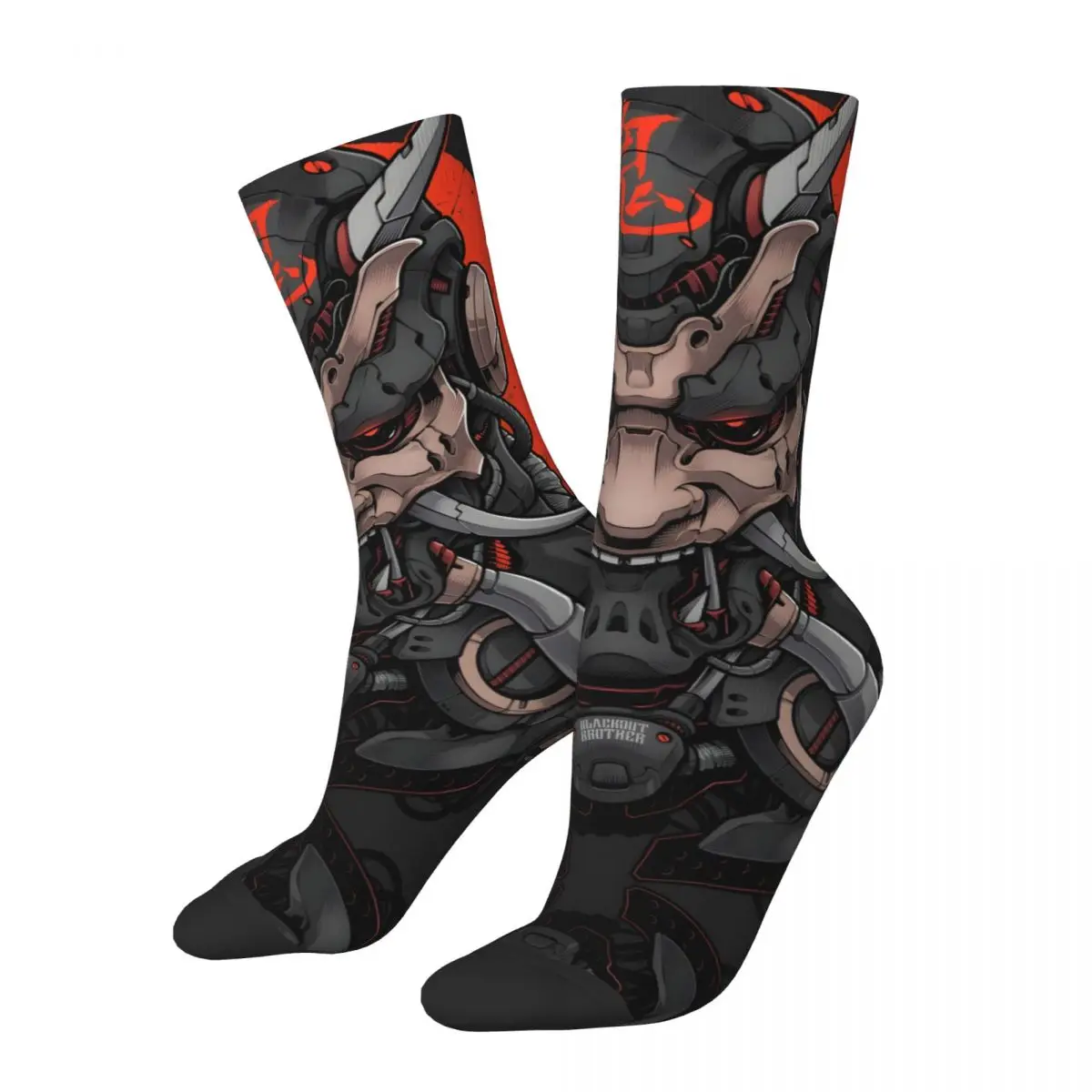 

ONI MECHA BLACKOUT VER Samsung Galaxy Men's Socks Vintage Harajuku Samurai Street Style Novelty Seamless Crew Sock