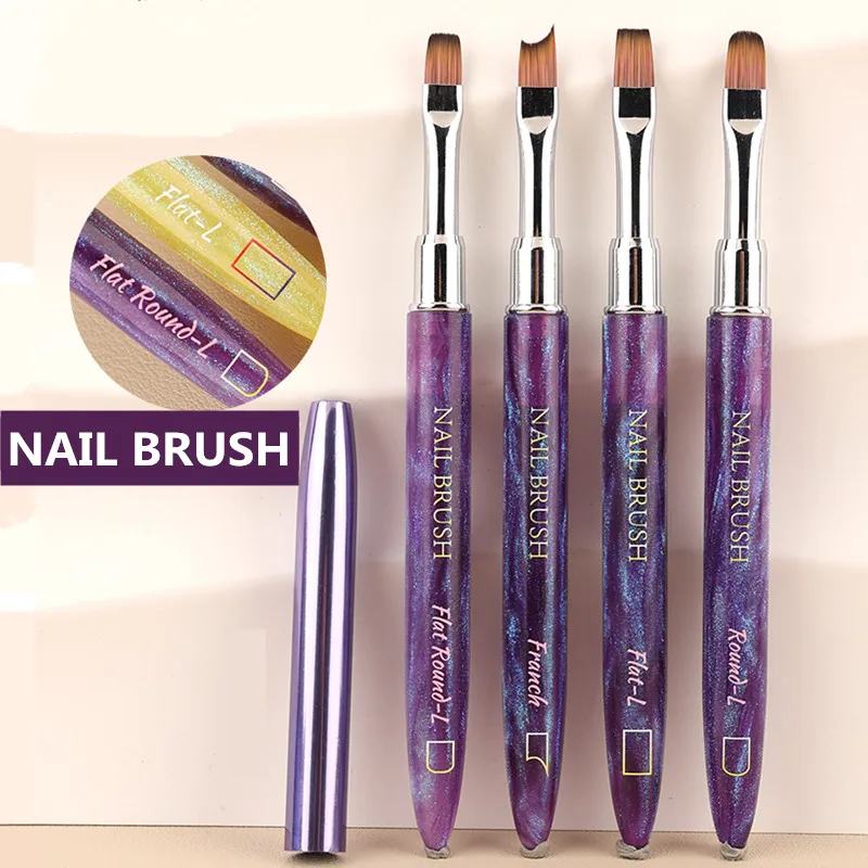 แปรงเจล 1/4 ชิ้น แบบวงรีและแบบแบน สำหรับทำเล็บเจลยูวี แปรงออกแบบมืออาชีพ สำหรับร้านทำเล็บและทำเองที่บ้าน