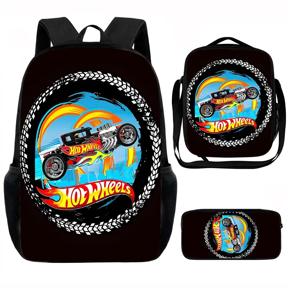 

H-hot W-wheels Child School Backpack with Lunch Bags ,Pencil Bags ,School Bags for Boys Girls Best Gift