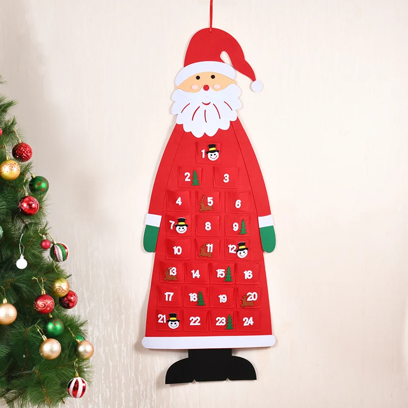 

Christmas Felt Advent Calendar Wall Hanging Santa Advent Calendar With Pockets 24 Days Children Gifts Xmas Countdown Home Decor