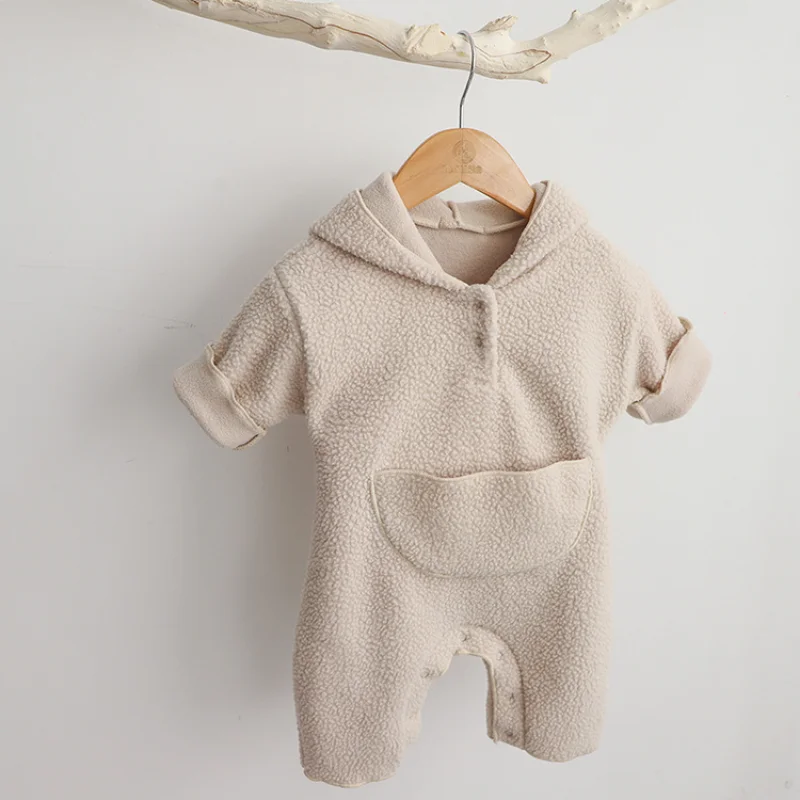 0-24M Newborn Kid Baby Boys Girls Winter Clothes Thick Warm Hooded Baby Romper Long Sleeve Fleece Jumpsuit New Born Outfit