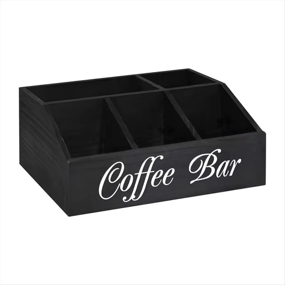 ABZF 2026 Coffee Station Counter Organizer Countertop Wooden Basket Holder Wood Coffee Pods Holder Storage Basket for Offices