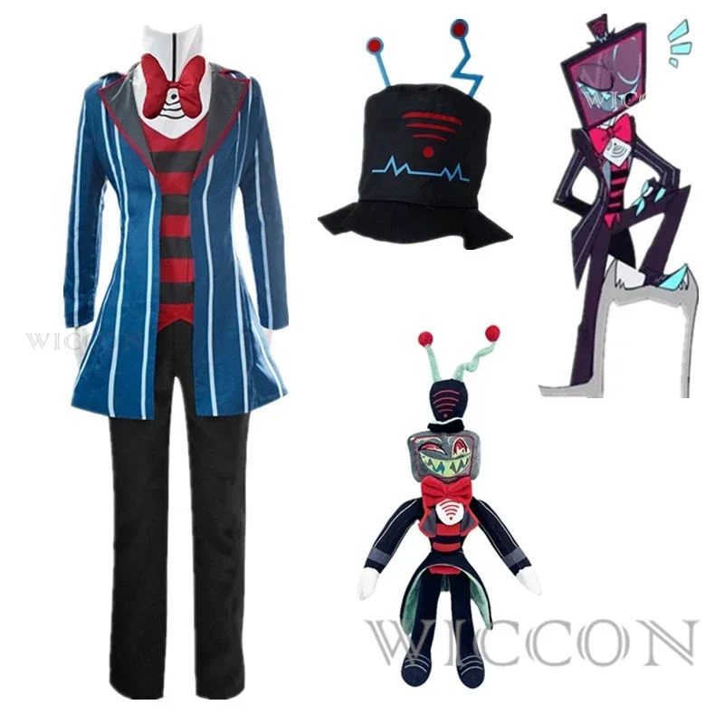 EE01 Hazbin Vox Cosplay Kostüm Hotel Cosplay Uniform Anzug Outfit 3V Männer Halloween Karneval Weihnachten Kostüme Blau Rot SuitIo0!