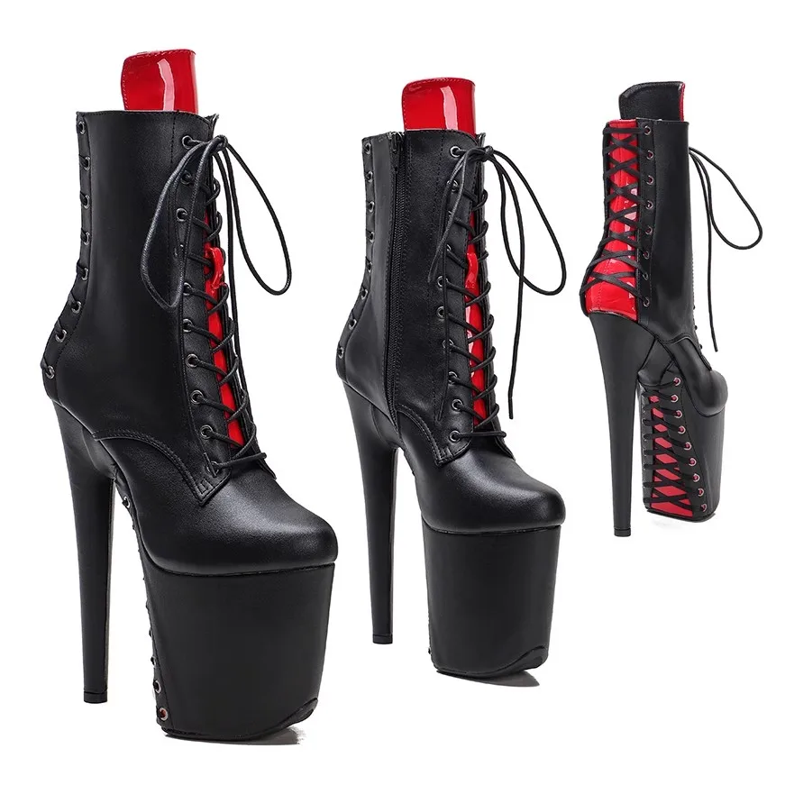 

Fashion New Lace Up Sexy Model Shows PU Upper 20CM/8Inch Women's Platform Party High Heels Shoes Pole Dance Boots 379