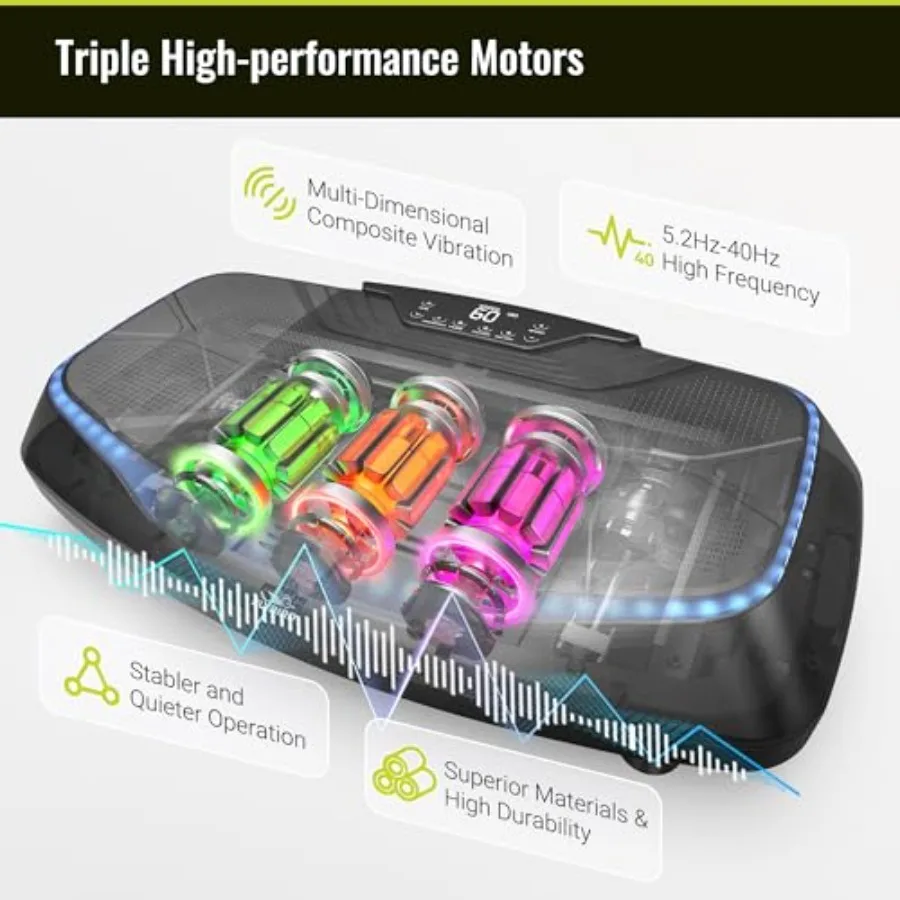 Vibration Plate Exercise Machine for home gym use ABS plastic body in black adjustable speed up to 99 levels for high-intensity
