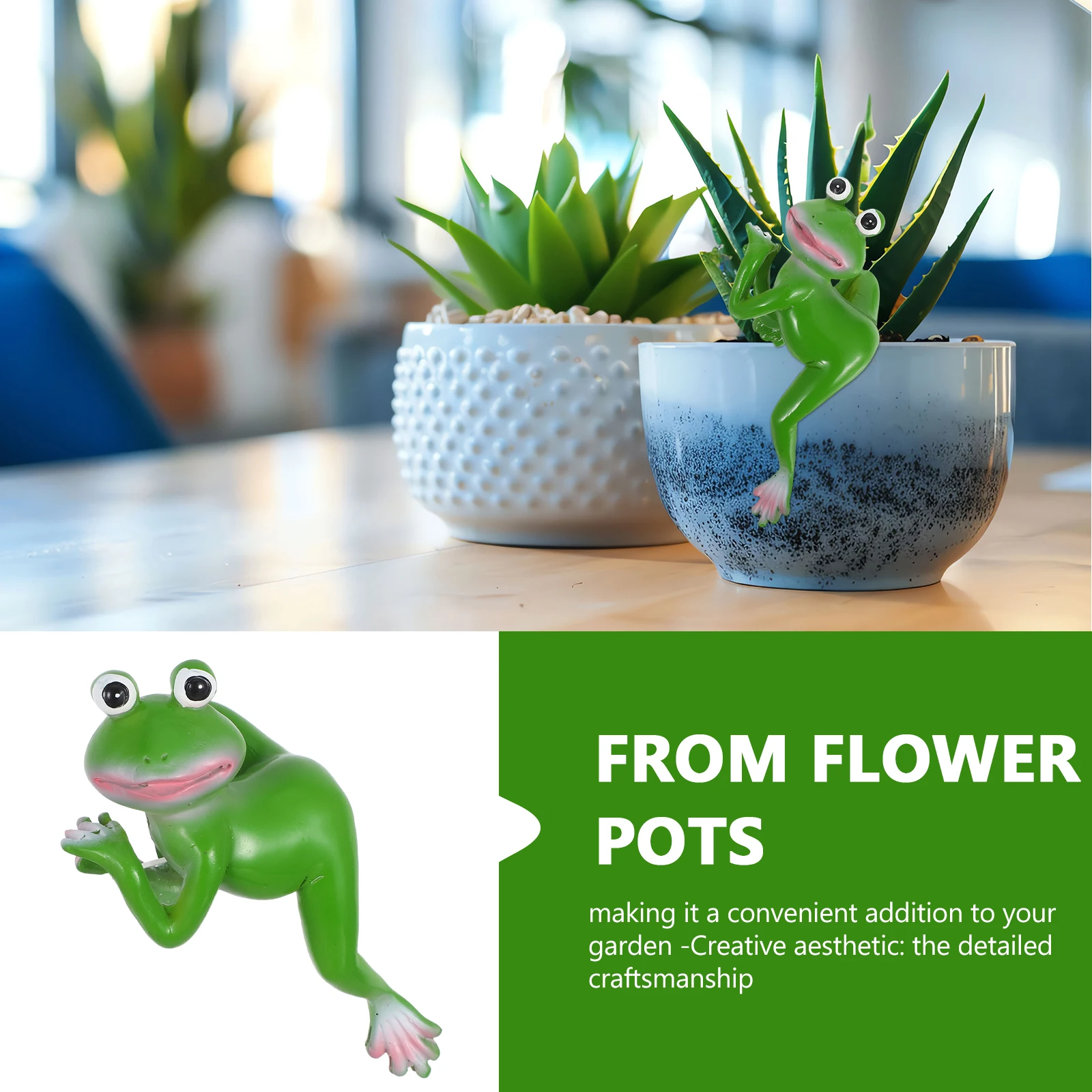 

Frog Planter Pot Hanger Decoration Resin Bonsai Ornament Flowerpot Climbing Statue Cute Garden Figurine Waterproof Durable