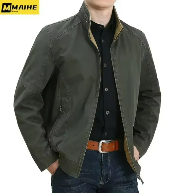 Spring Fall Men\'s WorkJacket High Quality Deluxe Double-sided Cotton Khaki Coat Casual Men\'s Working Clothes Tactical Jacket