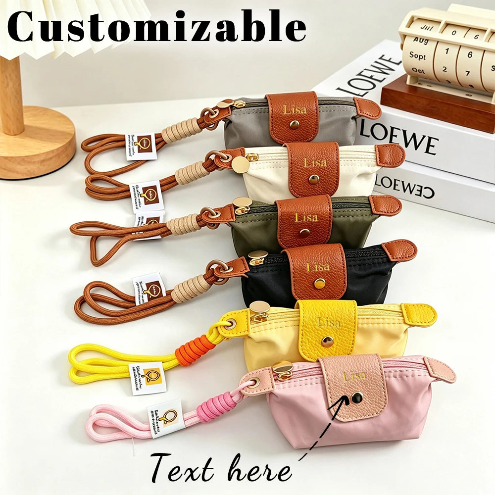 Customized Name mini Dumpling Bags for Men and Women, Nylon Small Bags, Car Key Storage Bags, Headphone Bags, Pendants
