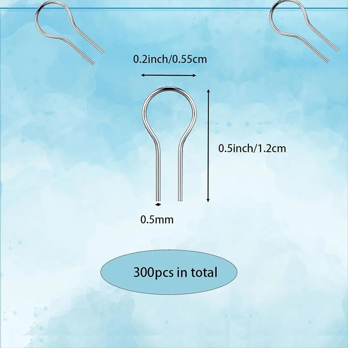 STOCK-300 Pieces High Temperature Nichrome Wire Jump Rings R Shaped Nichrome Hanger Hooks for Ceramic Ornaments,Glass Projects