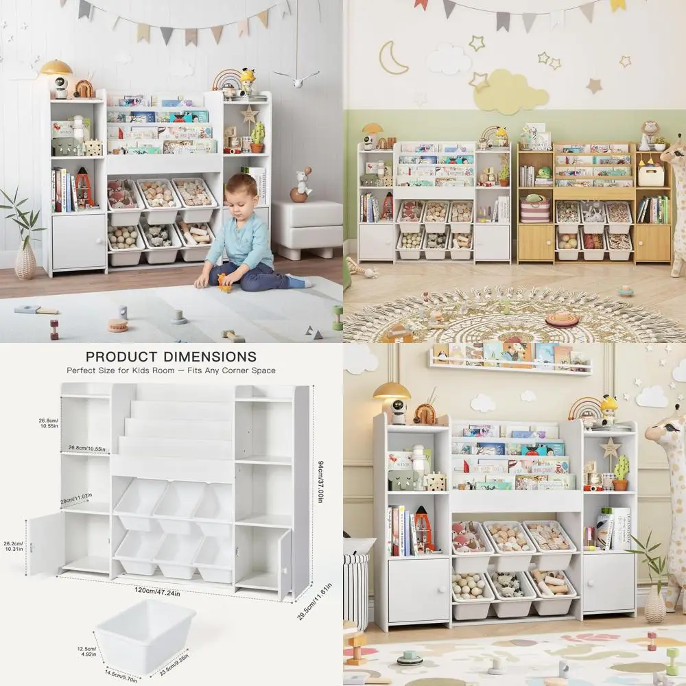 

Деревянный органайзер для игрушек и книжная полка с 6 отделениями для гостиных, детских комнат, игровых комнат и яслей