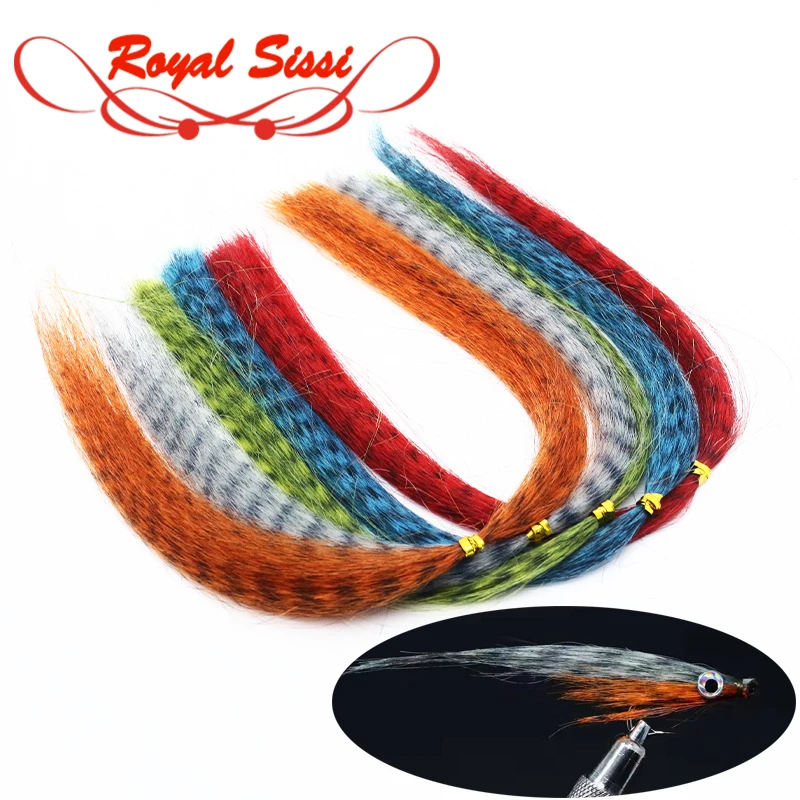 10 Optional Colors Zebra Grizzly Fly Tying Minnow Fibers Black Barred Synthetic Hair Fibers Pike Streamers Fly Tying Fmaterials