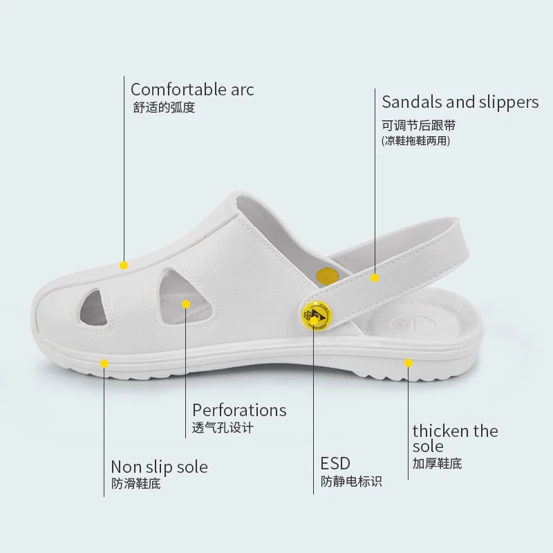 H-3502 Anti Static Sandals ESD Protection Slip Resistant Unisex for Electronics Labs Pharmaceuticals