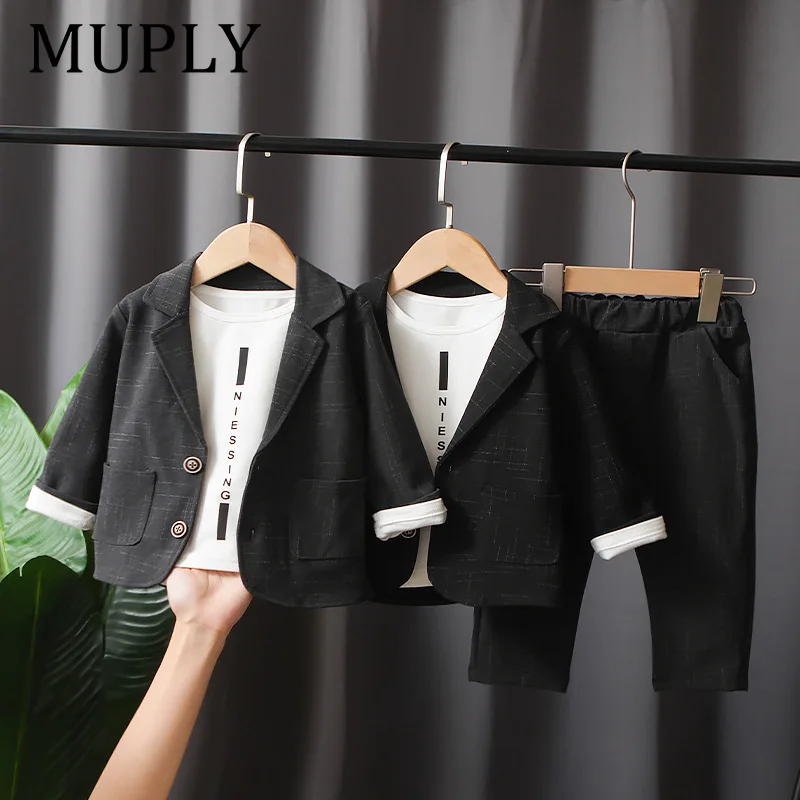 Spring Autumn Baby Boys Clothes Suit Children Casual Coat T-Shirt Pants 3Pcs/Sets Toddler Gentleman Costume Kids Tracksuits
