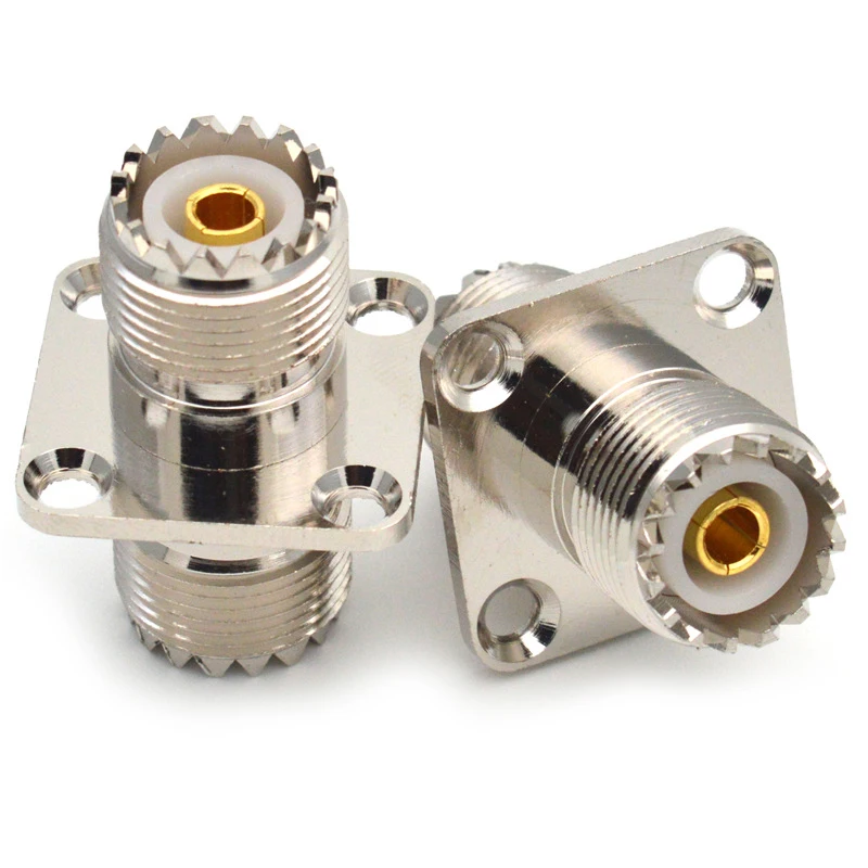 Reines Kupfer UHF-Buchse zu UHF-Buchse 4-Loch-Flansch-Panelmontage-Adapter SO239 PL259 RF-Koaxial-Verbindungskabel-Stecker – Detail 2