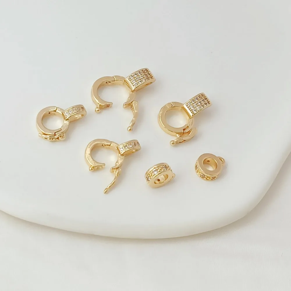 

14K Gold-plated Zircon Universal Buckle Pendant Ring, DIY Handmade Bracelet Necklace Pendant Buckle Connecting Buckle