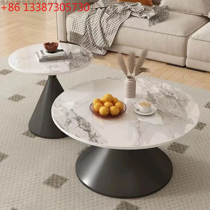 

Cream wind round living room coffee table household small apartment bed and breakfast rock slab coffee table