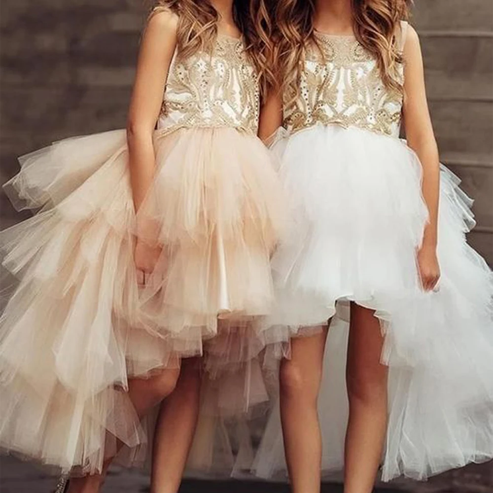 

Mvozein 2022 A-line Kids Flower Girl Dresses Tulle Spaghetti Straps Tuxedo Evening Dress Lace Appliques Ball Gown Vestidos