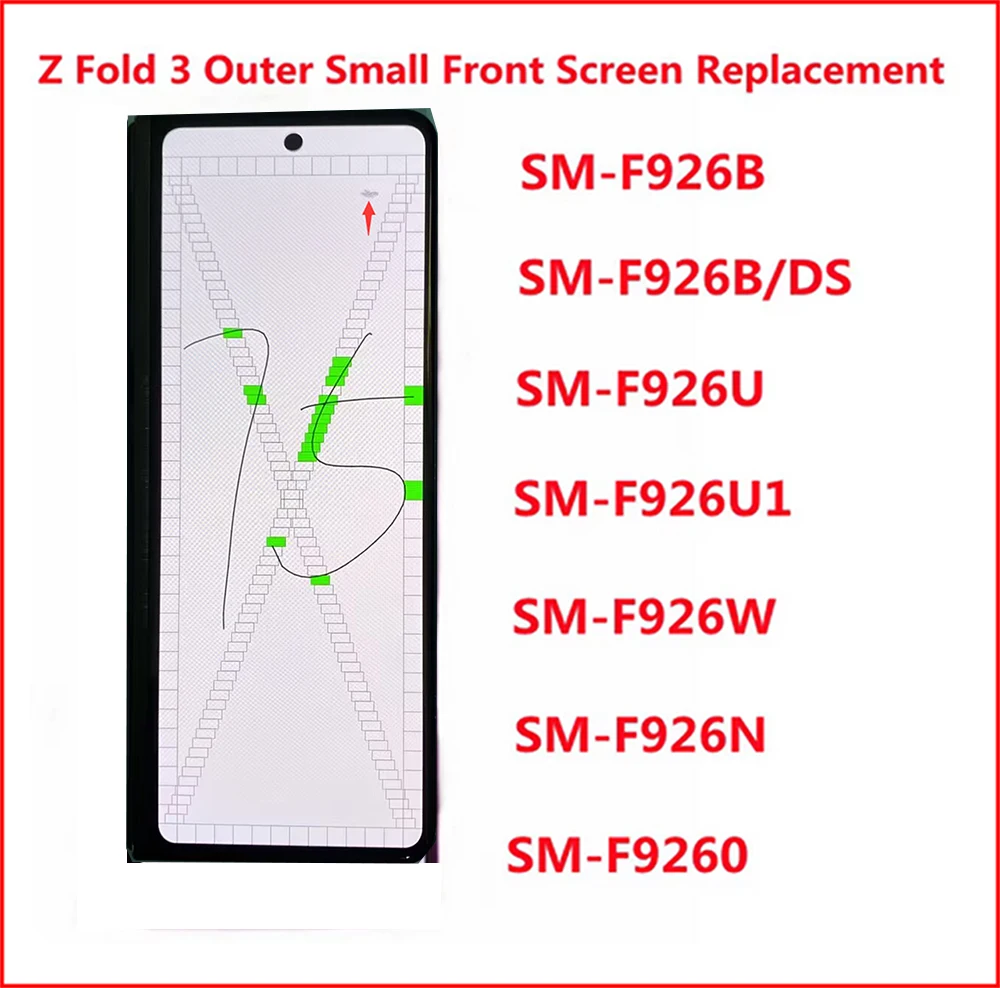 Defect External small AMOLED with scratches point line For Samsung Galaxy Z Fold 3 5g F926 LCD Touch Screen Display Replacement