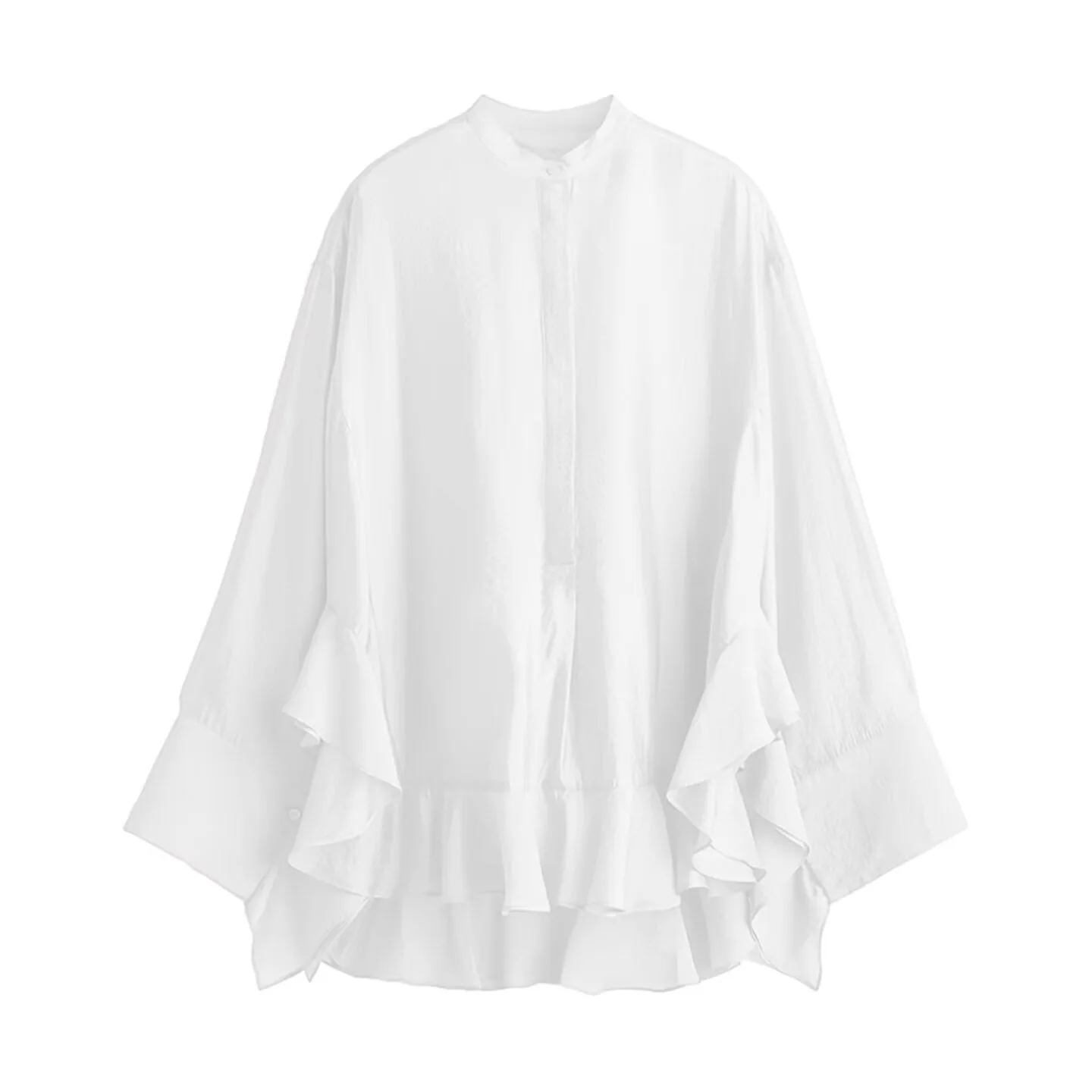 Casual ruches zoom shirts casual oversize dames shirt gelaagde single breasted streetwear shirt Y2K herfst geplooide elegante blouse
