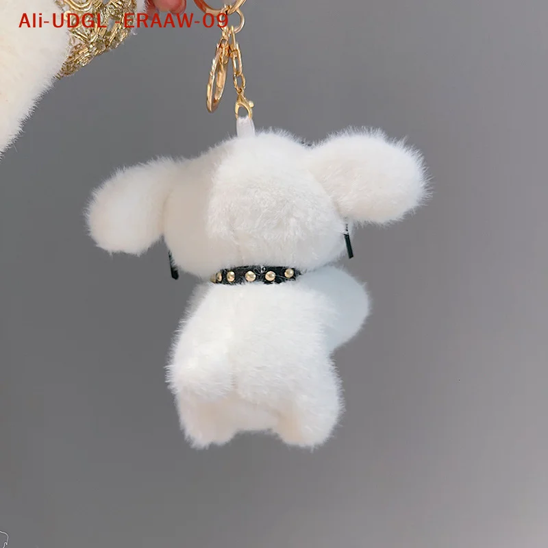 1PC 12cm Cartoon Cute Plush Glasses Puppy Doll Keychain Pendant Backpack Hanging Decoration