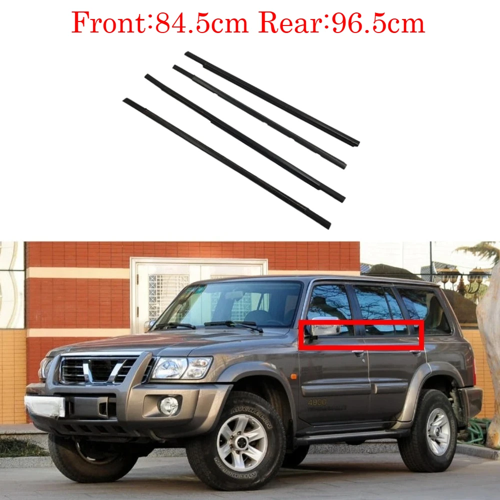 4 Pieces Outside Window Moulding Trim Weatherstrip Seal Belt for Nissan Patrol Y61 1995-2005 84.5cm 96.5cm 82820-VB000
