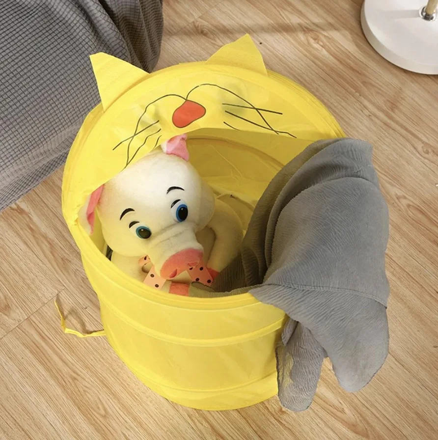 Cartoon Cute Animal Storage Bucket Folding Cylinder Laundry Basket Toy Box Organizer Storage Bag