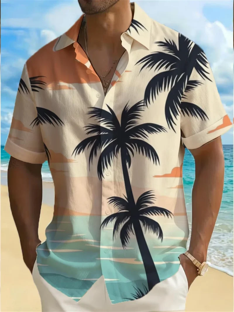 

Мужская рубашка для пляжного отдыха с черно-белым цветочным принтом, на пуговицах, с коротким рукавом, модная, высококачественная, уличная рубашка