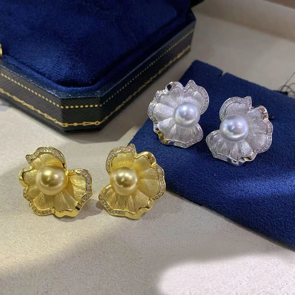 

4 шт. DIY жемчужные аксессуары, серьги-гвоздики из серебра 925 пробы, пустой держатель, модный золотой, серебряный держатель для сережек, с круглыми бусинами диаметром 8-10 мм