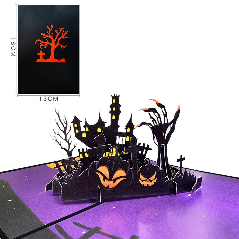 

3D Halloween Festival Pop Up Greeting Card, Party Invitation, Holiday Postcard, Skeleton, Skull, Witch, Pumpkin, Bat, Gift