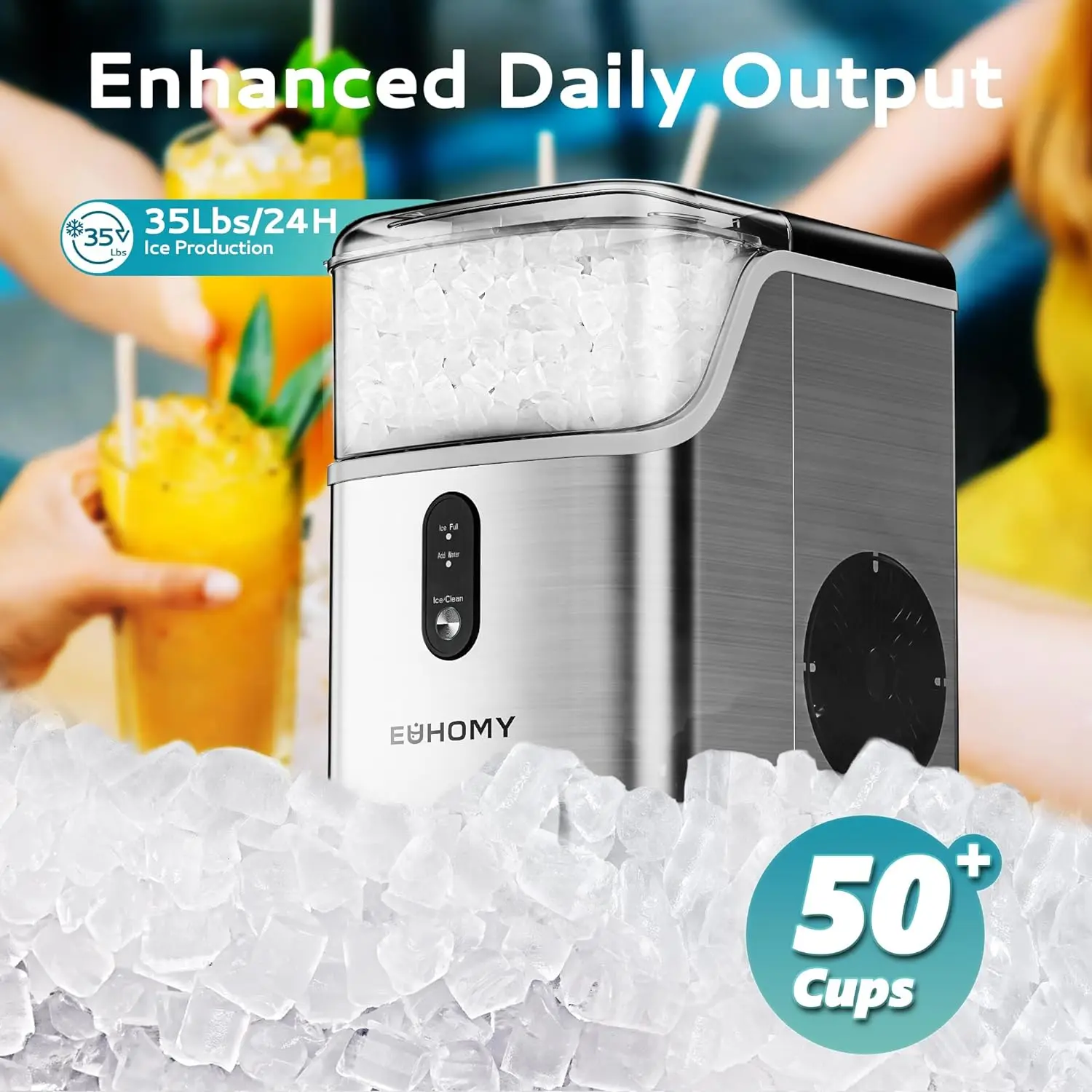 Nugget Ice Maker Arbeits platte, Pebble Maker Maschine mit 35lbs/24h Softeis, selbst reinigende Sonic Maker mit Eis schaufel