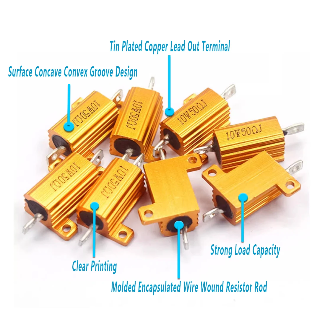 Aluminum Power Metal Shell Case Wirewound Resistor 10W 0.1~10K