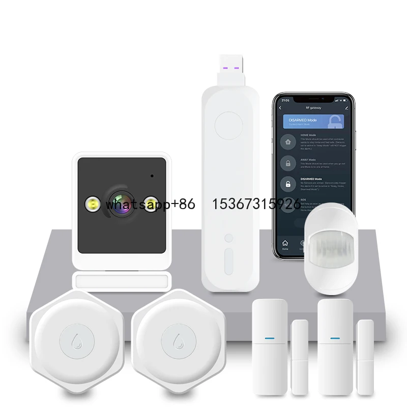 

wifi home alarm rohs integrated with IPC Door bell and gsm wireless home burglar security alarm system