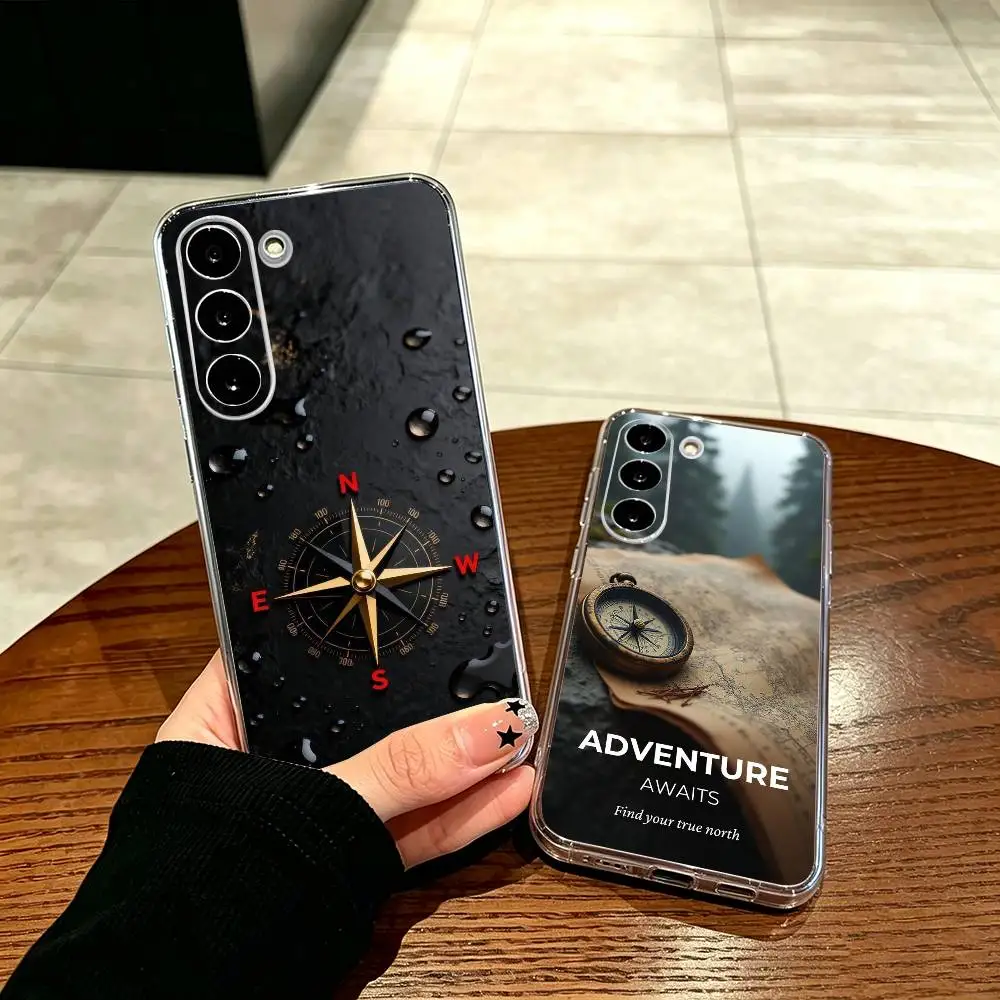 compass pointer your  choice Painted Transparent soft Phone Case For Samsung A71, A70, A52, A51, A40, A30, A20