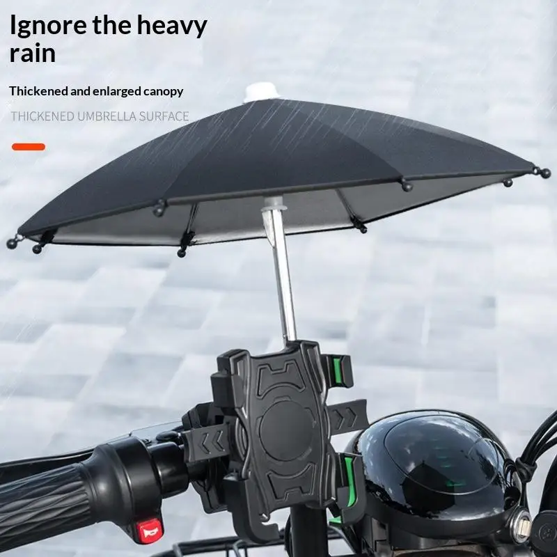 Motorcycle Phone Holder Umbrella Waterproof UV Protection Foldable Design for Ebikes Scooters Outdoor Activities