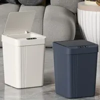 Smart Sensor Trash Can Automatic Kicking White Garbage Bin for Kitchen Bathroom Waterproof 13L Electric Waste Bin