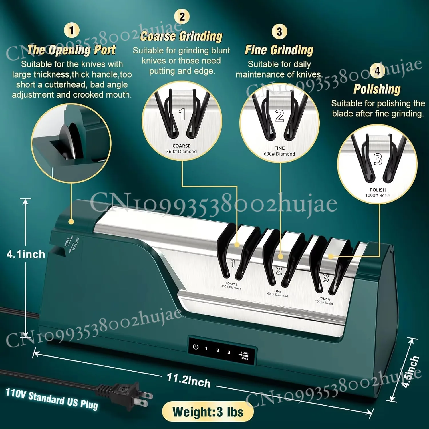 

New 3-Stage Resin Diamond Electric Knife Sharpener – Professional, Adjustable, Multi-Functional Kitchen Tool