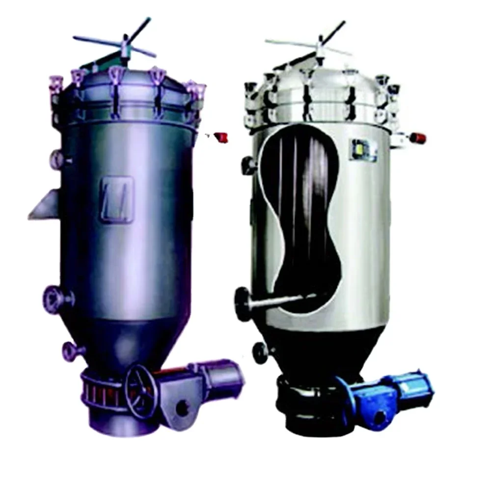 High efficiency inclosed vertical pressure leaf filter