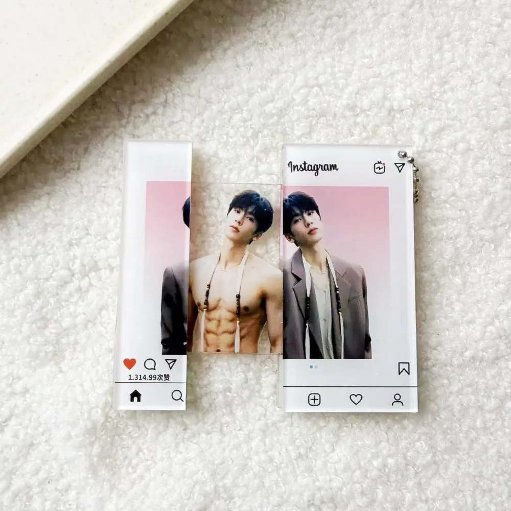 New Zhang Linghe Acrylic Transparent Card Pull-out Cross Dressing Small Card Abdominal Muscle Keychain for TV Drama Zhu Yu Fans